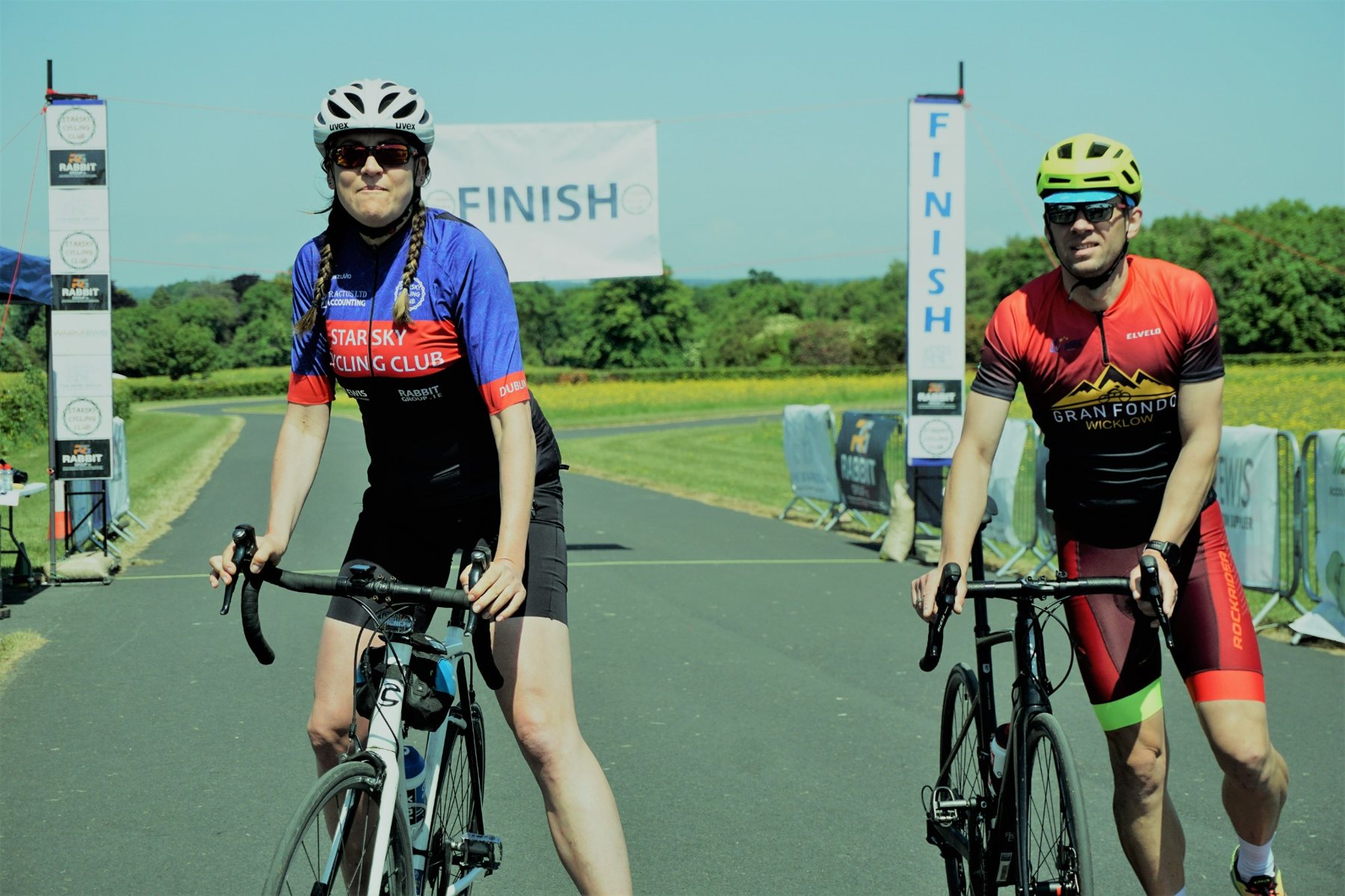 Cyclists at the finish line